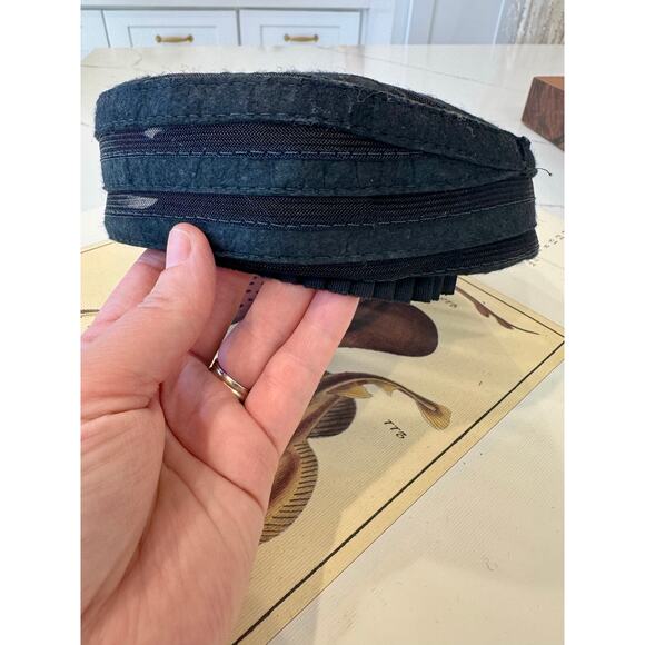 Antique Victorian Mourning Bonnet / Cap (Black Silk & Mesh) main image 8